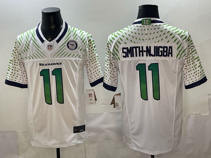 Men Seattle Seahawks #11 Smith-Njigba White 5th generations 2026 Nike Limited NFL Jersey style 001